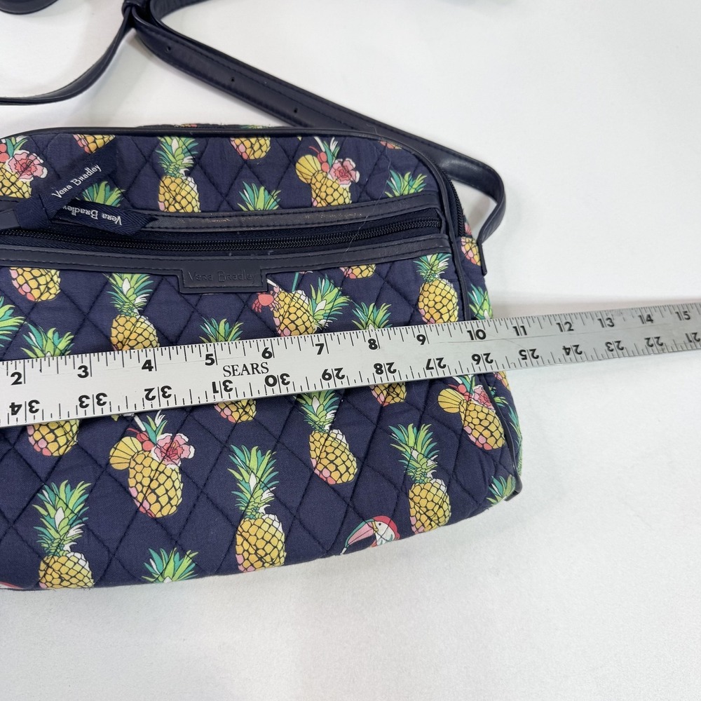 Vera Bradley Crossbody Bag Womens Navy Quilted Pineapple‎ Print Zip Pockets - Picture 5 of 11